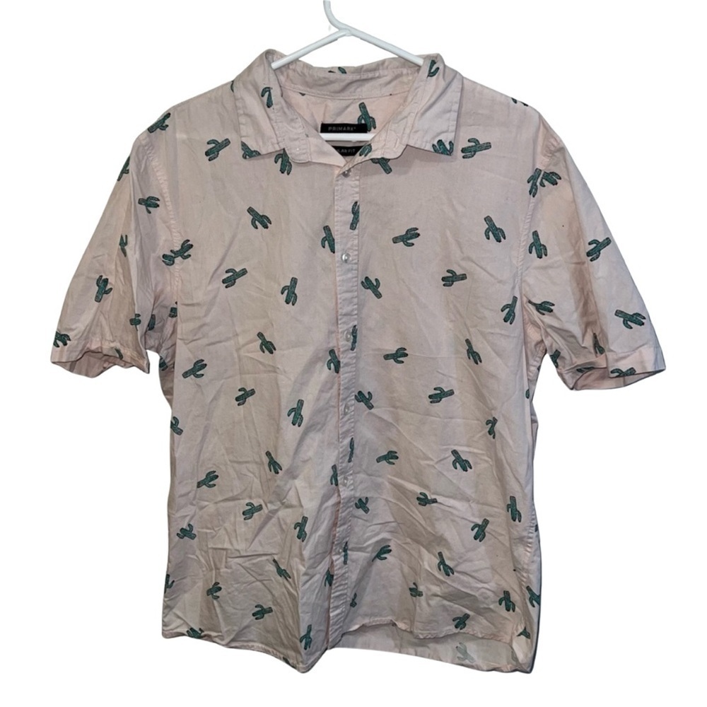 Primark Men’s Cactus Print Button-Down Shirt XL – Playful Style